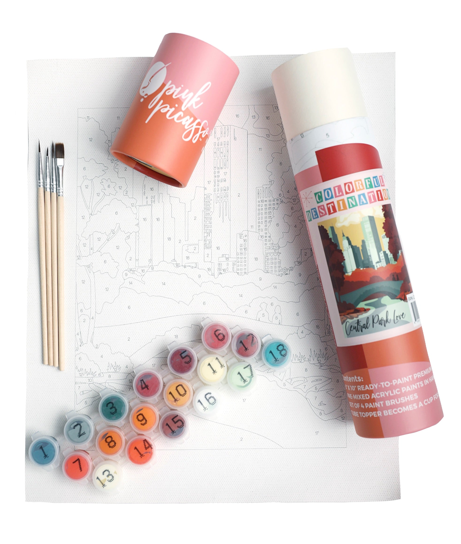 Pink Flowers Paint By Numbers Kit Adults Beginners 12x12 Framed Canvas