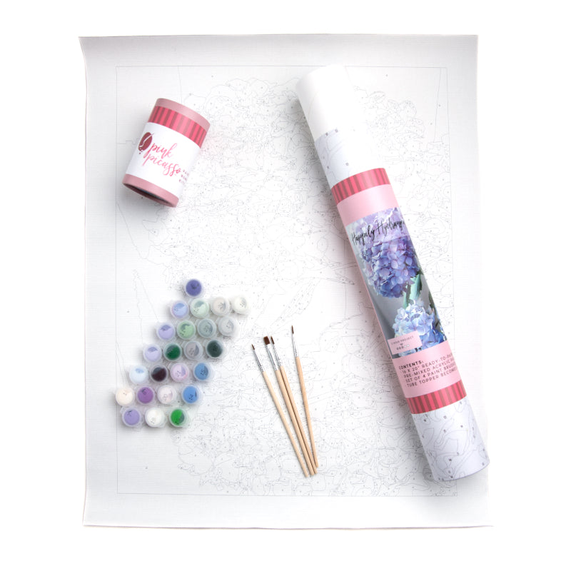 Paint By Number: Happily Hydrangeas Pink Picasso paint kit – Laugh Out Loud  Expressions