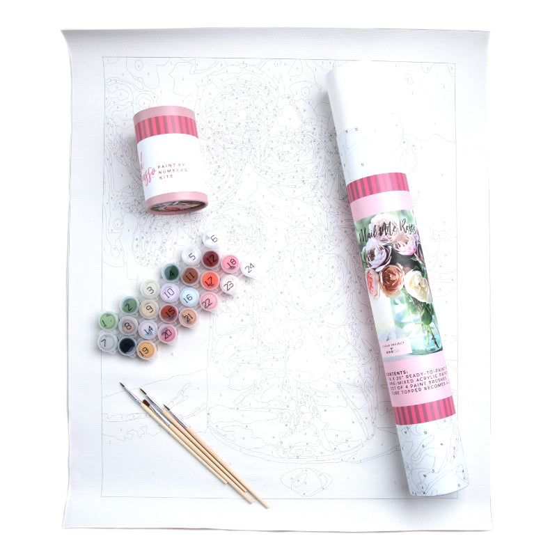 Pink Picasso PAINT BY NUMBERS KIT, Darling Dahlia Flowers, New in Tube