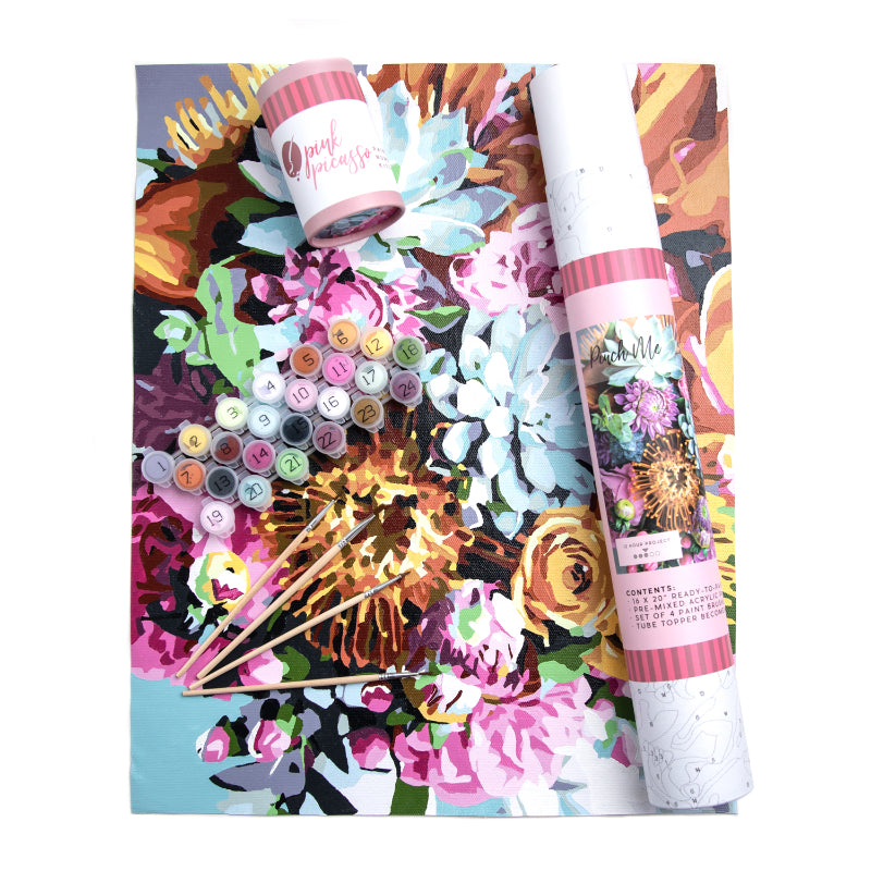 Pink Picasso Kits Botanical Floral DIY Canvas Paint by Numbers for